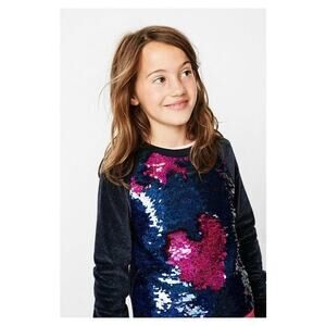 Desigual kids EPICURO sweatshirt reversible sequins sparkly velour size 9-10